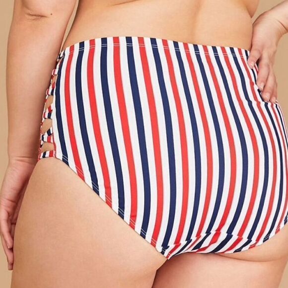 Swim by Cacique Red, White & Blue SwimSuit, Plus 26 Bottoms - Picture 3 of 11